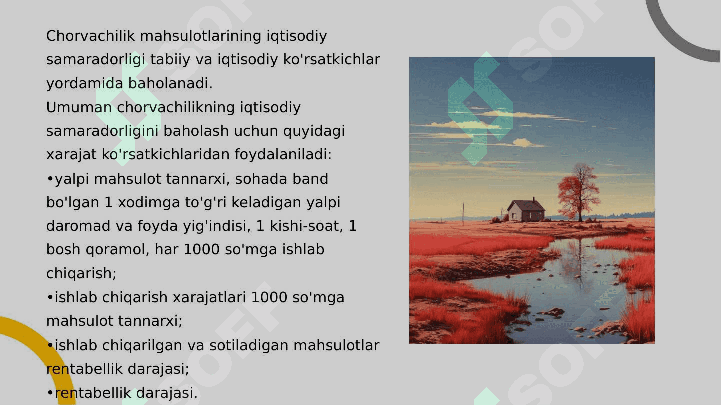 Chorvachilik mahsulotlarnni yetishtirish samaradorlik ko’rsatkichlarini iqtisodiy baholash 2