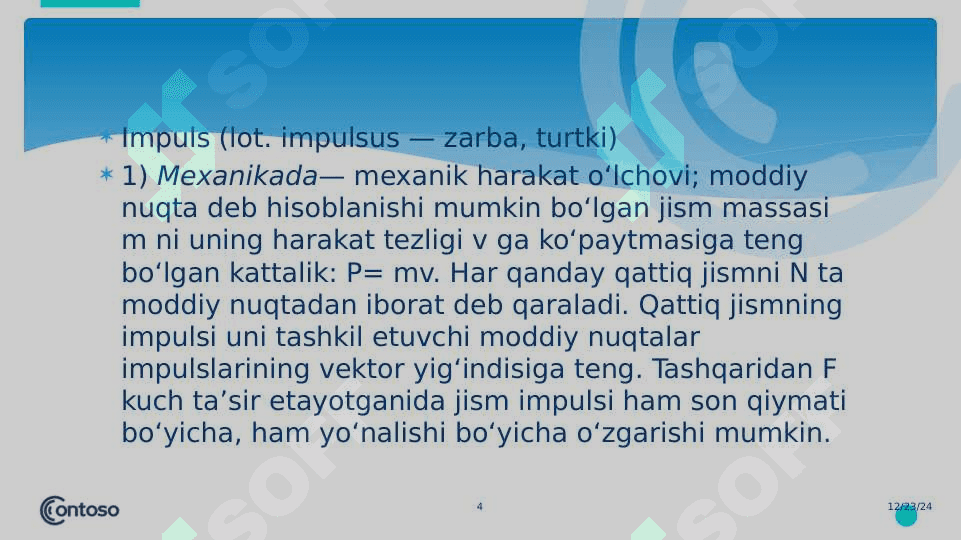 Mexanikaning saqlanish qonunlari 4