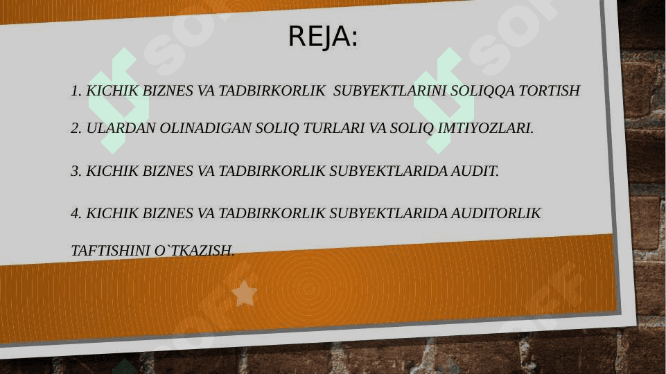 Kichik biznes va tadbirkorlik subyektlarining soliq va audit bilan aloqalari 2
