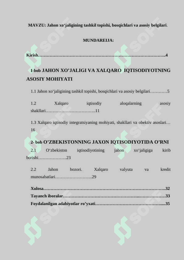 Jahon xo‘jaligining tashkil topishi, bosqichlari va asosiy belgilari 2