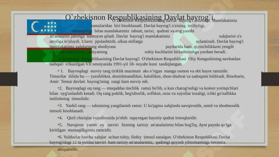 O'zbekiston Respublikasi Davlat ramzlari 4