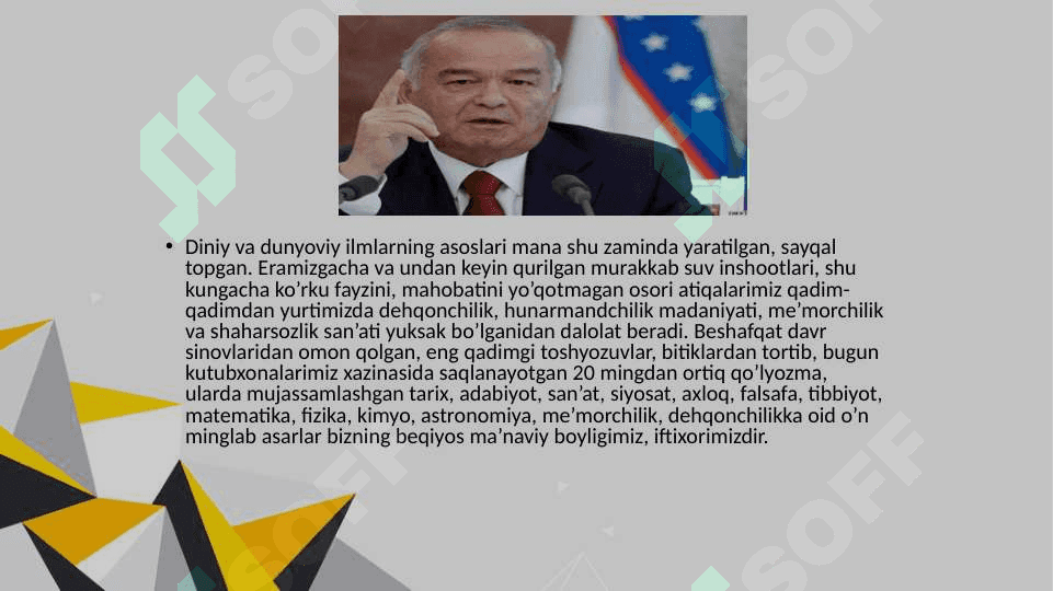 Prezidentimiz Islom Karimovning “Tarixiy xotirasiz kelajak yo`q” asari 4