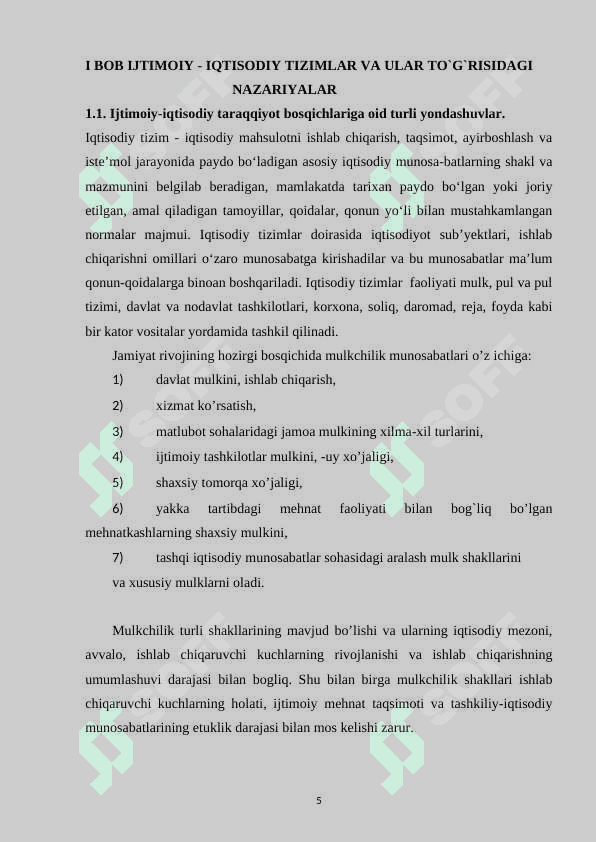 Ijtimoiy iqtisodiy tizimlar va ularning andozalari 5