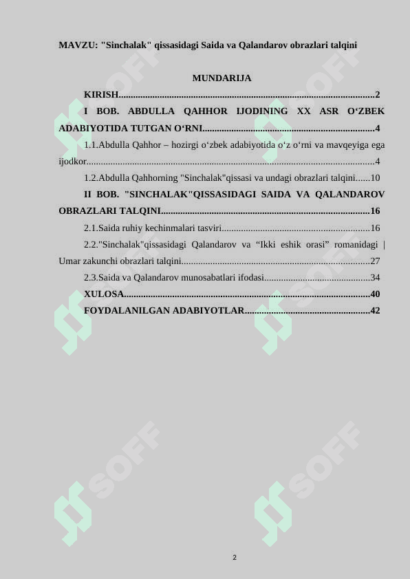 "Sinchalak" qissasidagi Saida va Qalandarov obrazlari talqini 2
