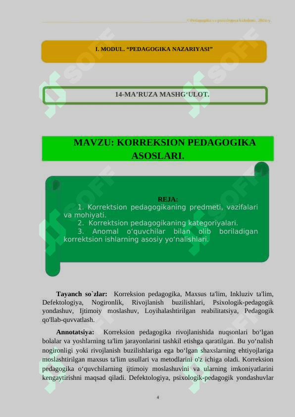 KORREKSION PEDAGOGIKA ASOSLARI. 4