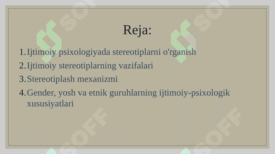 Stereotiplar  VA ULARNING TURLARI 2