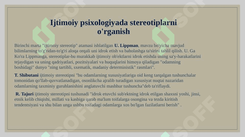Stereotiplar  VA ULARNING TURLARI 5