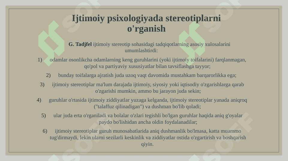 Stereotiplar  VA ULARNING TURLARI 6