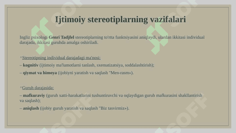 Stereotiplar  VA ULARNING TURLARI 8