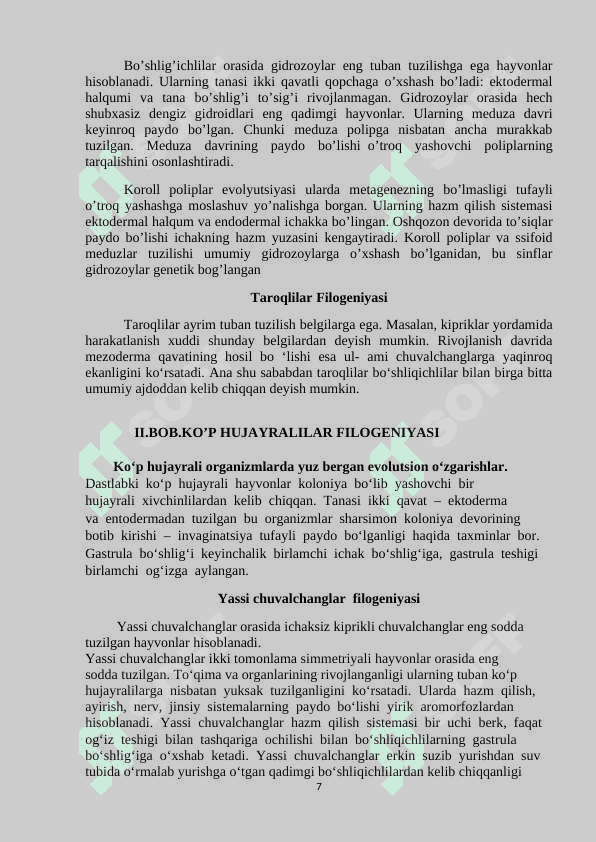 Hayvonot dunyosi evolutsiyasi 6