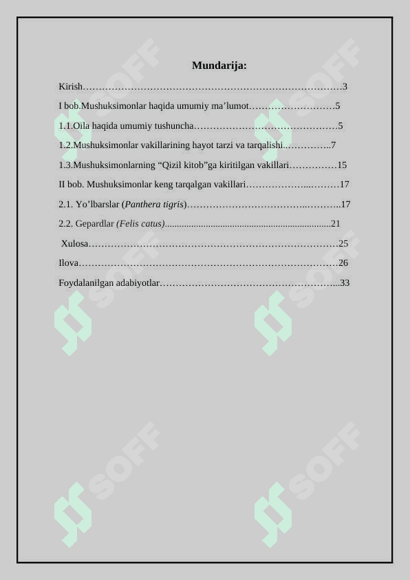 Mushuksimonlarning hayot kechirishi va tarqalishi 2