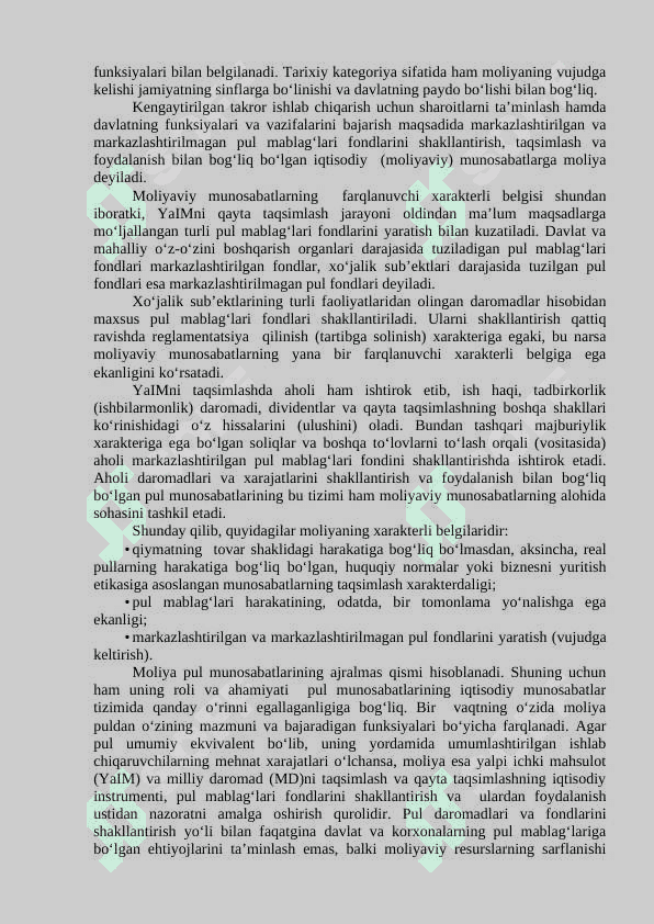 Moliyaning mohiyati va funksiyalari 2