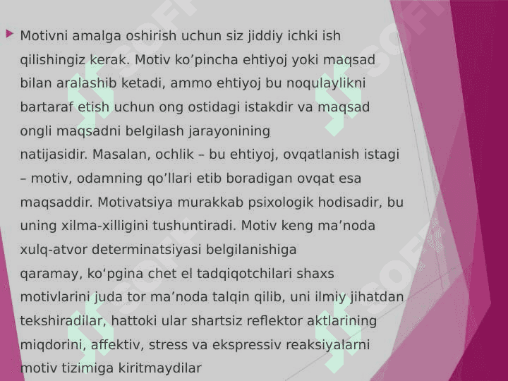 Motiv, motivatsiya va hissiyotning namoyon bo’lishi 3