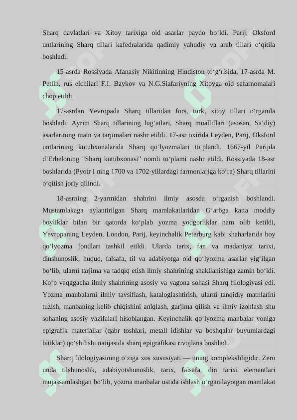 Sharqshunoslik  sohalari 2
