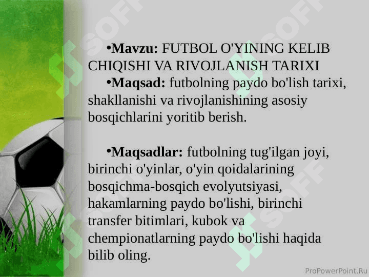 FUTBOL O'YINING KELIB CHIQISHI VA RIVOJLANISH TARIXI 2