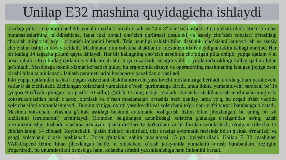Piltabirlashtiruvchi va  qayta tarash mashinalarining vazifasi, tuzilishi va ishlash 5