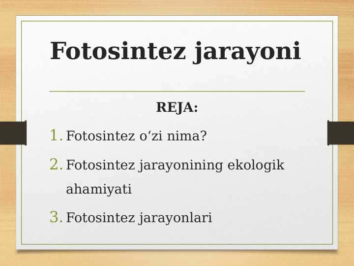 Fotosintez jarayoni