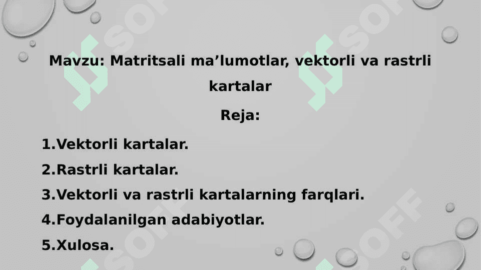 Matritsali Maʼlumotlar, Vektorli va Rastrli Kartalar 2