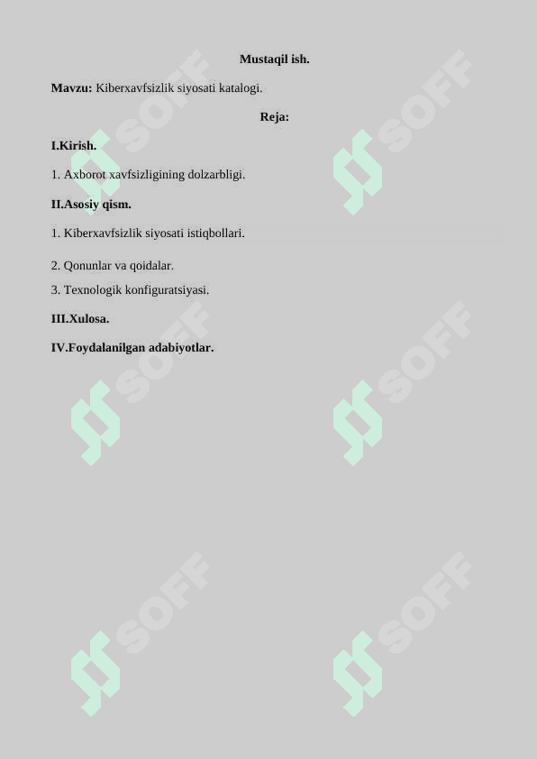 Kiberxavfsizlik siyosati katalogi 2