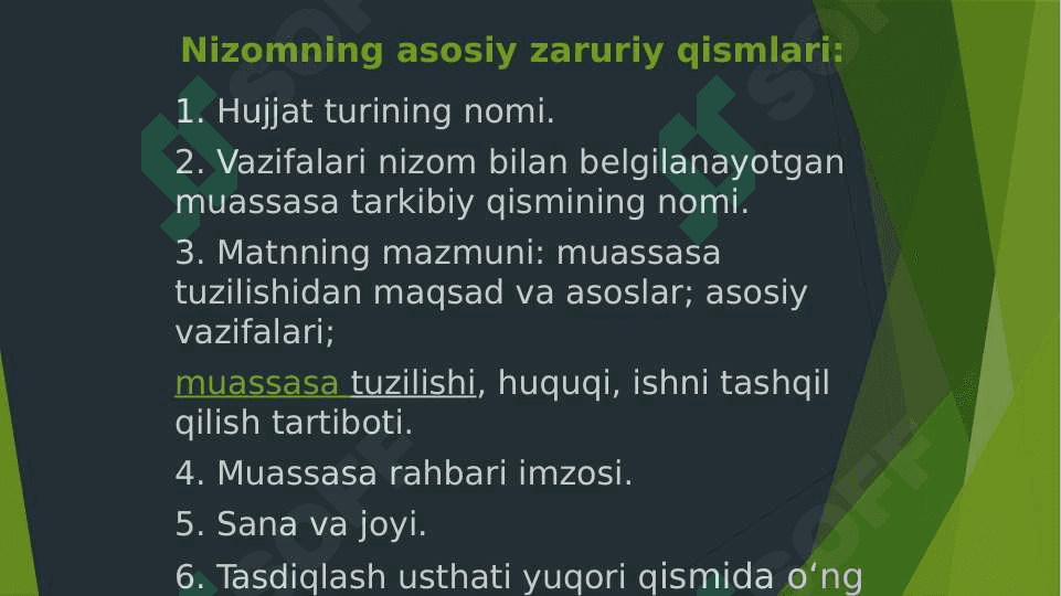 Tashkiliy hujjatlar turlari 6