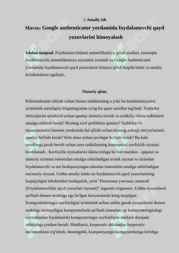 Google authenticator yordamida foydalanuvchi qayd yozuvlarini himoyalash 2