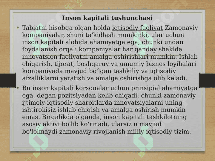 Inson kapitalini rivojlantirish va shaklantirish 2