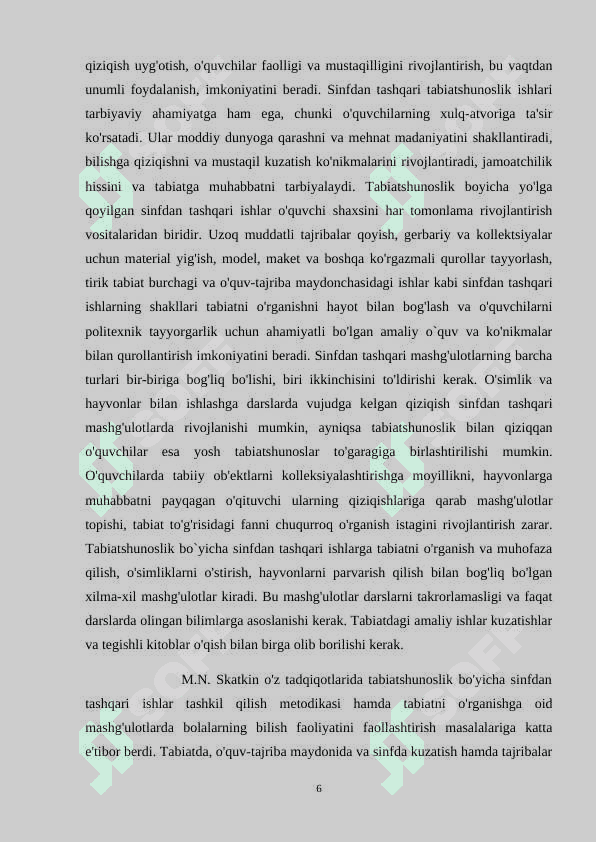 Boshlangʻich sinflarda sinfdan tashqari mashgʻulotlarni takomillashtirish metodikasi 6