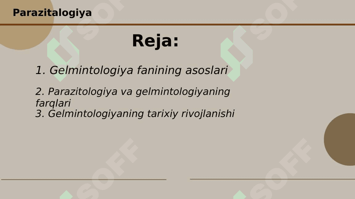 Gelmintologiya uning maqsadi va vazifalari 2