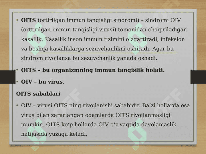 OITS ni davolash vositalari 2
