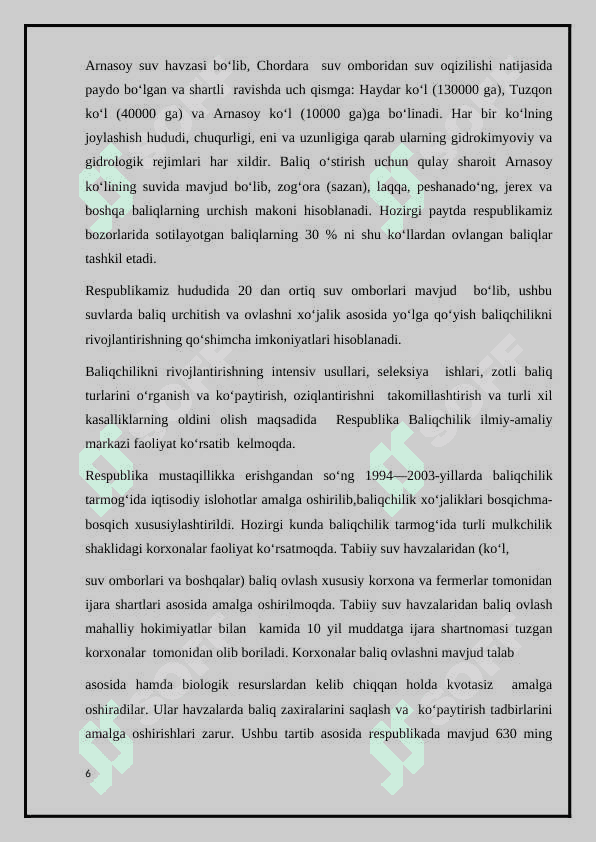 Baliqchilik, uning iqtisodiy  ahamiyati 6