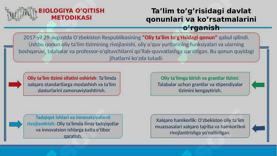 Ta’lim to’g’risidagi davlat qonunlarini va ko’rsatmalarini o’rganish 8