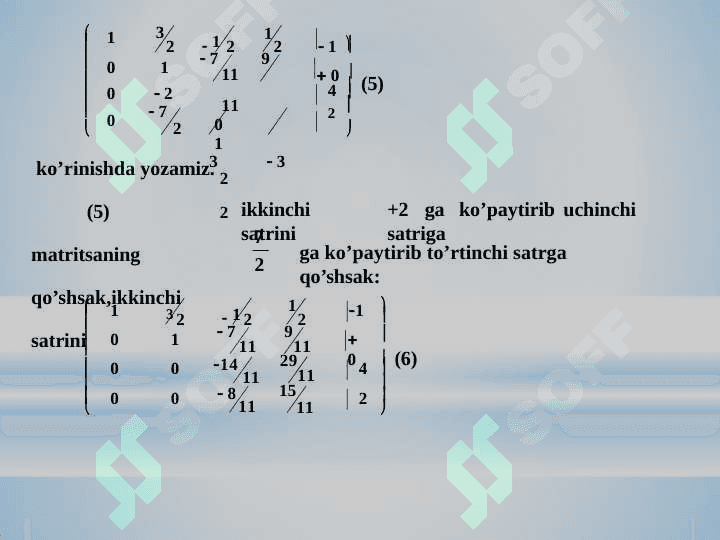TESKARI MATRITSA VA CHIZIQLI TENGLAMALAR SISTEMASINI TESKARI MATRITSA USULDA YECHISH 5