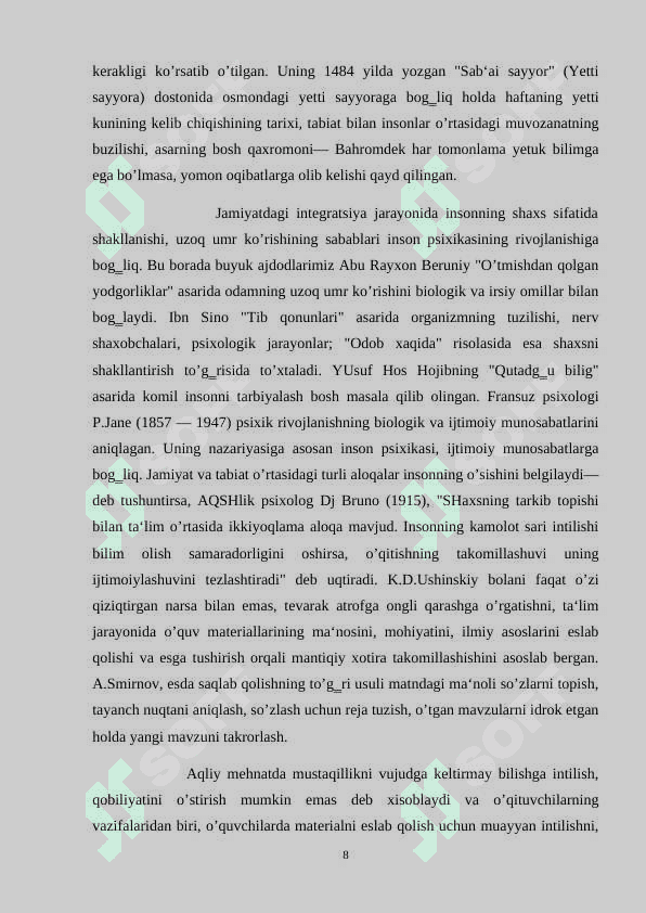 Texnologiya taʼlim va tarbiyasida integratsiyalashgan metodlarni qoʻllash 8