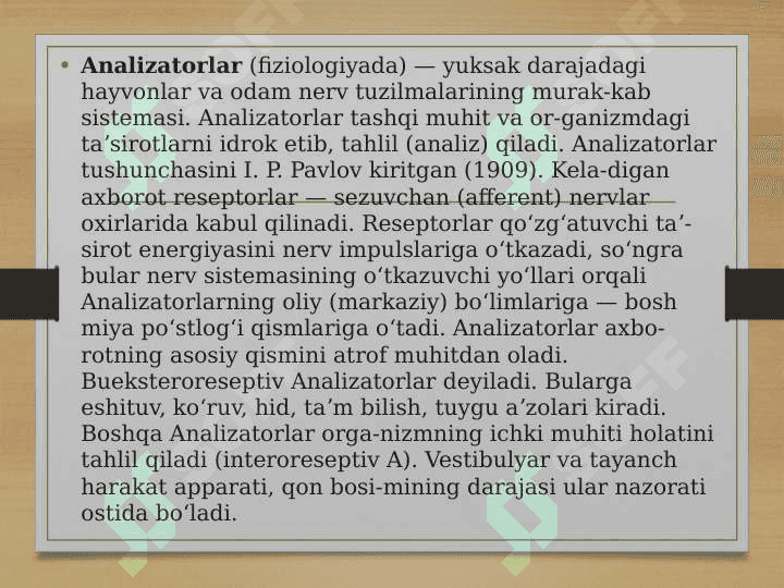 Analizatorlar-hid bilish tuzilishi va funksiyasi 2