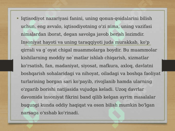 Iqtisodiyot va uning bosh masalasi 2