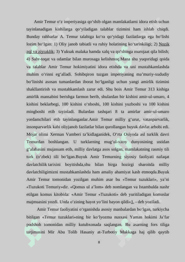 Amir temur tuzuklari – davlat boshqaruv to‘g‘risidagi muhim manba sifatida 8