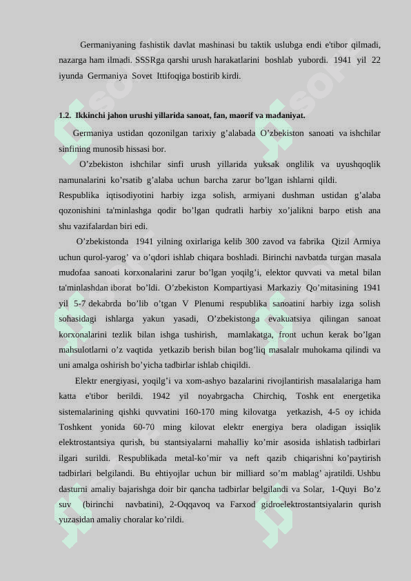 Ikkinchi jahon urushining boshlanishi va O’zbekistonning urushga tortilishi 6