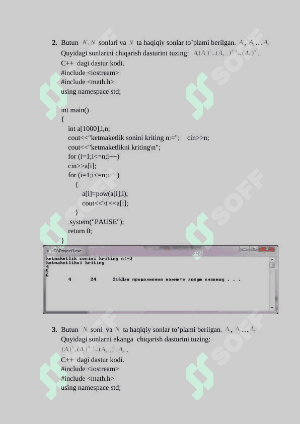 C++da Ichma- ich joylashgan sikllarga oid masalalar yechish. 2