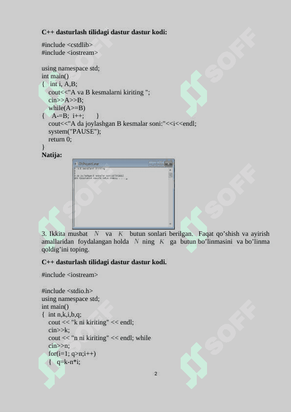 C++da Shartli sikl operatorlariga doir masalalar 2