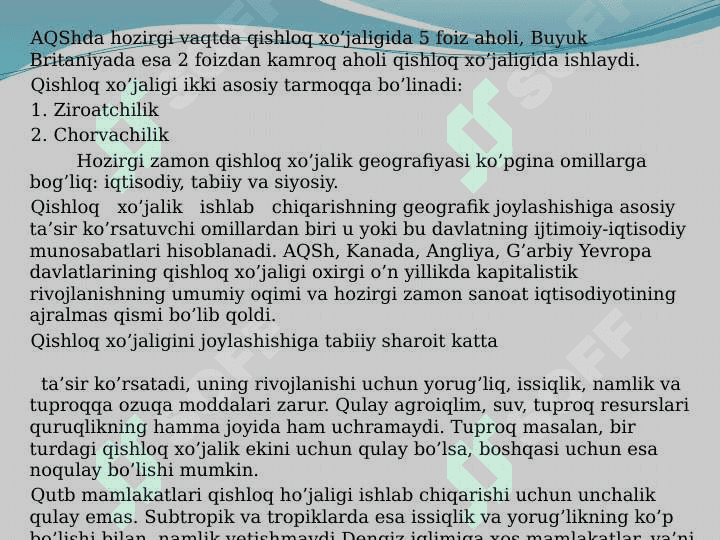 Jahon qishloq xo’jaligi 5
