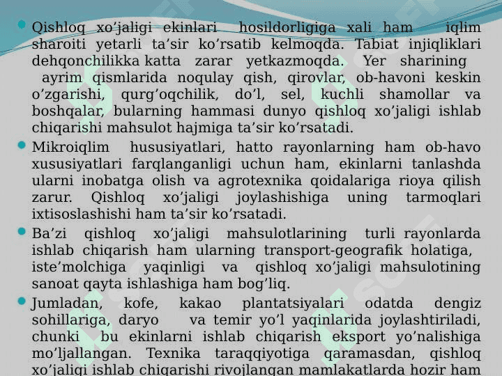 Jahon qishloq xo’jaligi 7