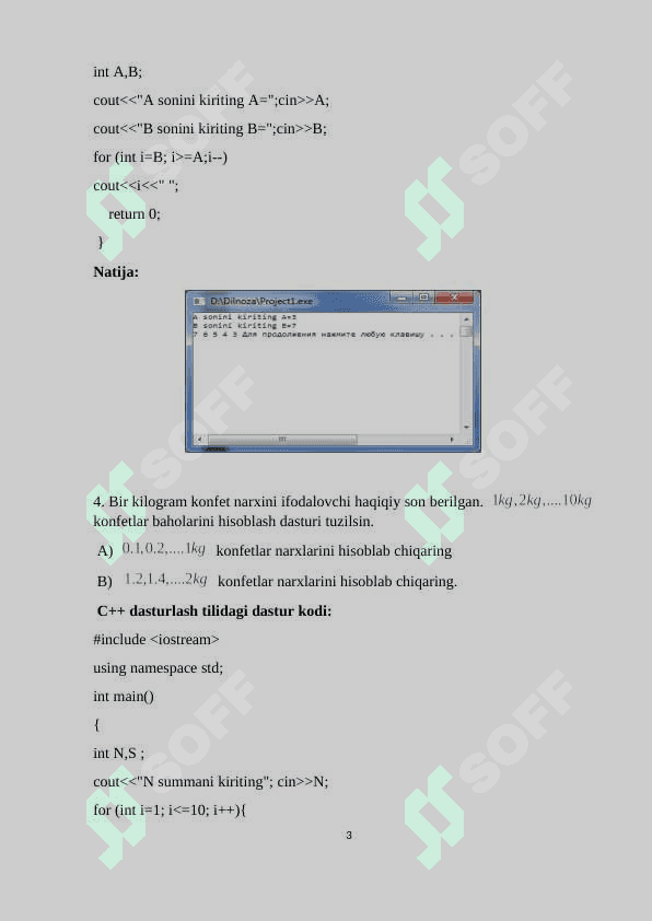 C++da Parametrli sikllarga doir misollar. 3