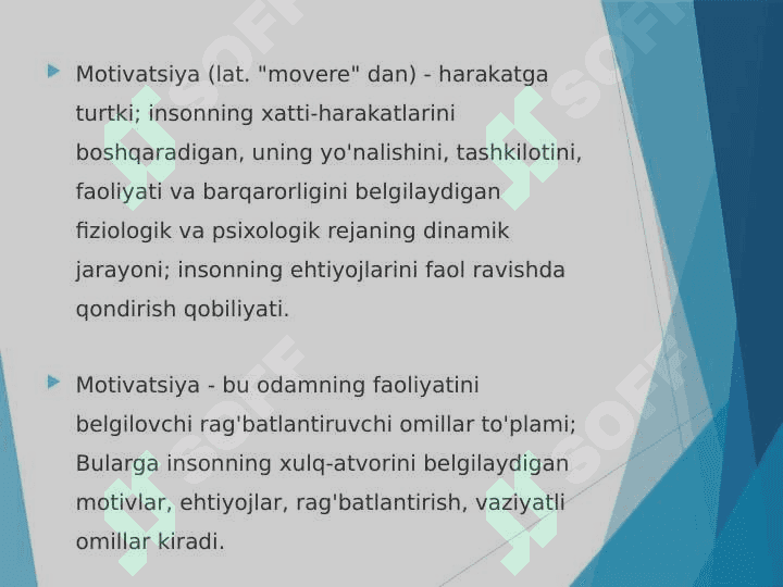 Motivatsiyasi va ularni boshqarish 2