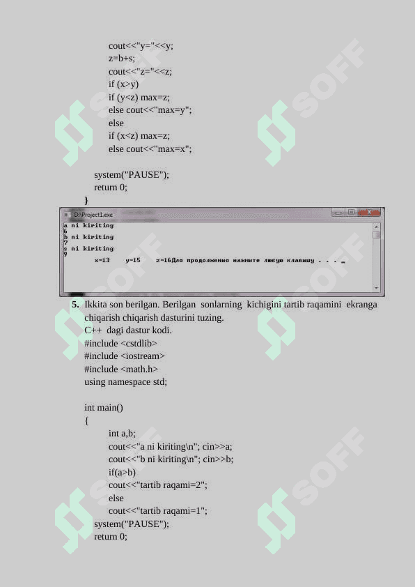 C++da Shartli o’tish operatorlari doir masalar yechish. 4