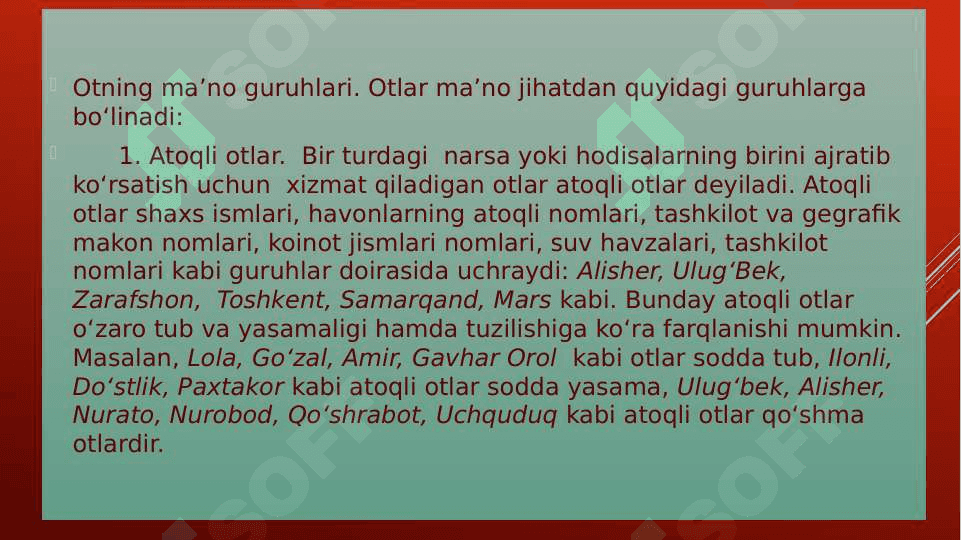 Ot so‘z turkumi Otning grammatik kategoriyalari 4
