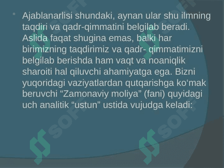 Zamonaviy moliyaning mazmun mohiyati va uni o‘rganishning obyektiv zarurligi 3