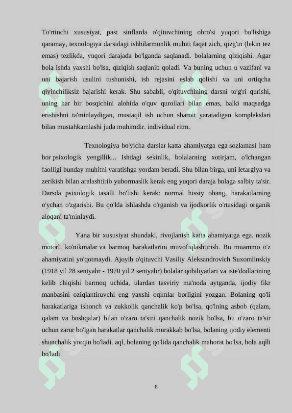 Texnologiyani oʻqitishning didaktik tamoyillari 8
