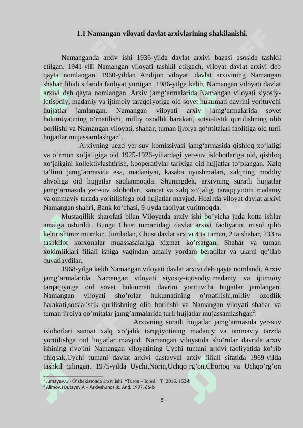 Namangan viloyati davlat arxivining shakllanishi tarixi. 5