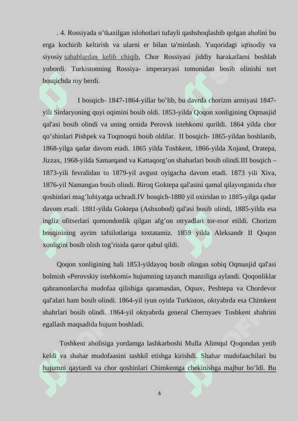 Turkiston o’lkasida  XIX asr 80-90-yillaridagi xalq qo’zg’olonlari mavzusini loyihalashtirish 6