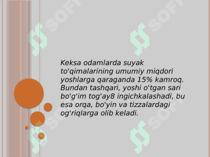 Keksa bemor. Keksa organizmning fiziologik xususiyatlari. Krizis xolatda boʻlgan bemorga maslahat berish. Yo'qotish, bemor xolatini o'ziga xosligi 8